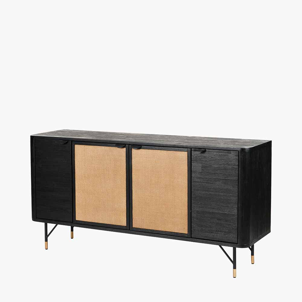 Fiji Black Acacia Wood & Natural Rattan Sideboard